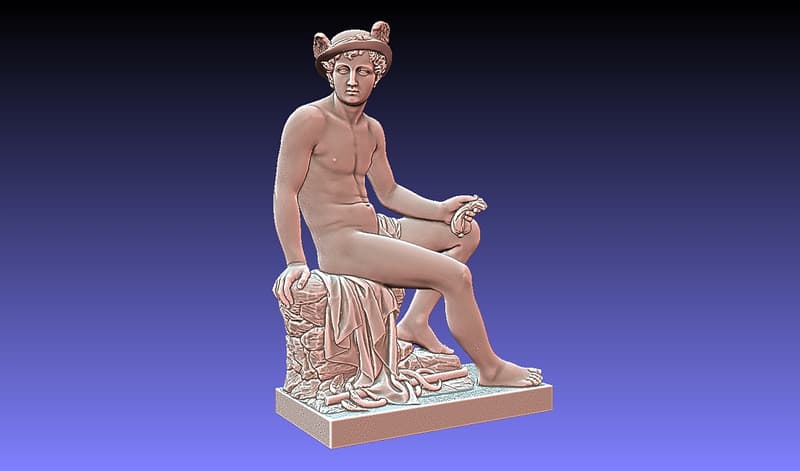 Mesh 3D della statua di Mercurio, vista frontale