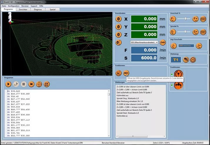 Kinetic NC è un controllo numerico CNC moderno, economico, affidabile, veloce con i suoi 1,6MHz per canale su TCP/IP Ethernet